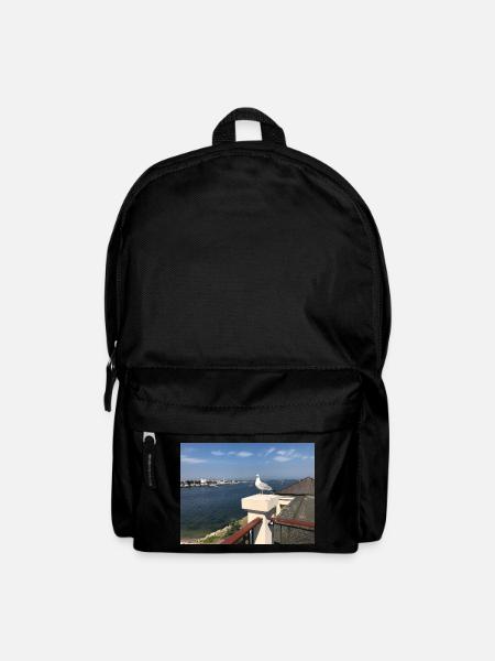 Möwe über Küstenbalkon - Rucksack - Schwarz