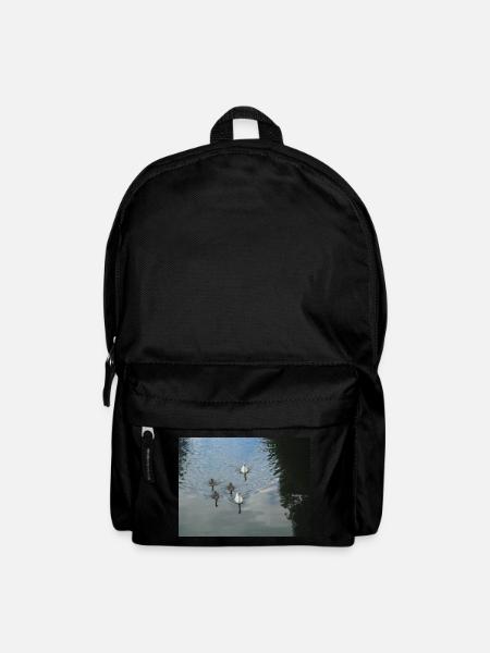 Schwanen Familie - Schwan im See Fotografie - Rucksack - Schwarz