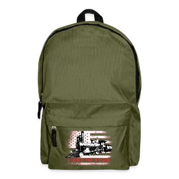 Zugführer, Amerikanische Lokomotive, USA Flagge - Rucksack - Olivgrün - Vorne