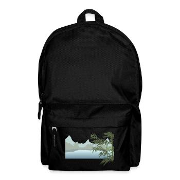 River landscape with palm leaves - Backpack - black - Front