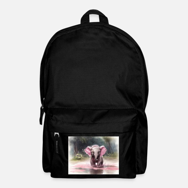 grauer Elefant mit rosa Ohren - Rucksack - Schwarz