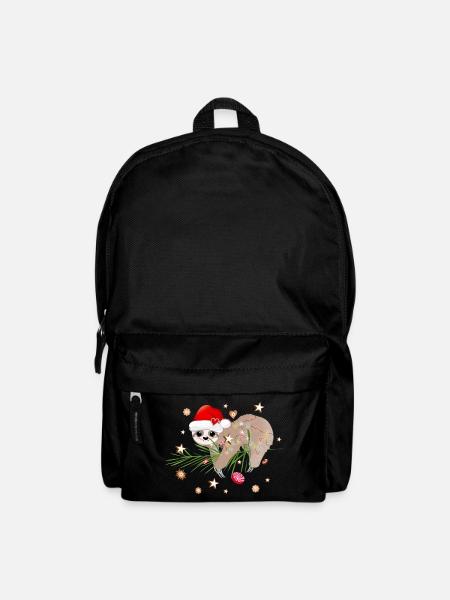 witziges Faultier mit Tannenzweig für Weihnachten - Rucksack - Schwarz