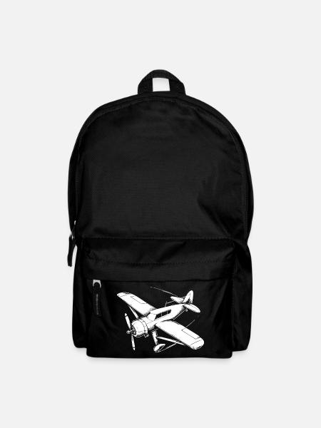Propeller Plane Drawing - Backpack - black