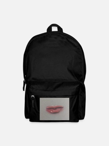 Expressive lip art on grey foil - Backpack - black