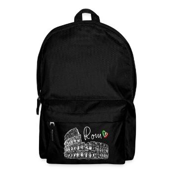 Handgezeichnetes Kolosseum Rom Weiß auf Schwarz - Rucksack - Schwarz - Vorne