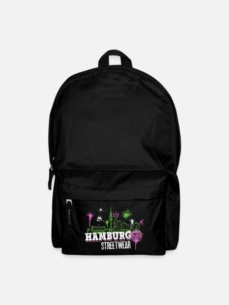 Hamburg Skyline Stadt Deutschland Graffiti - Rucksack - Schwarz