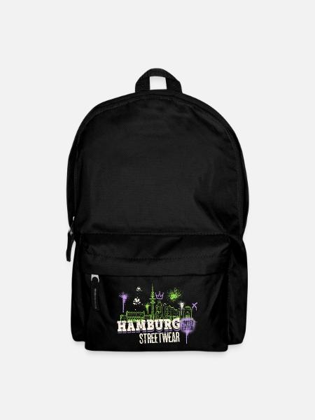 Hamburg Skyline Stadt Deutschland Graffiti - Rucksack - Schwarz