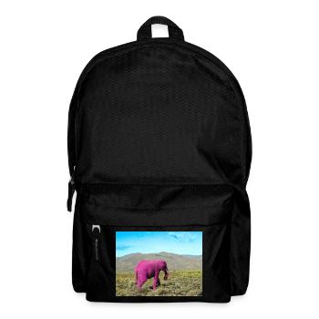 Rosa Elefant in der verlassenen Savanne - Rucksack - Schwarz - Vorne