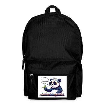 DJ Panda mit Brille und Bambusstab - Rucksack - Schwarz - Vorne