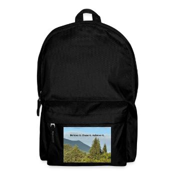 Inspirational Nature Quote on Forest Scene - Backpack - black - Front