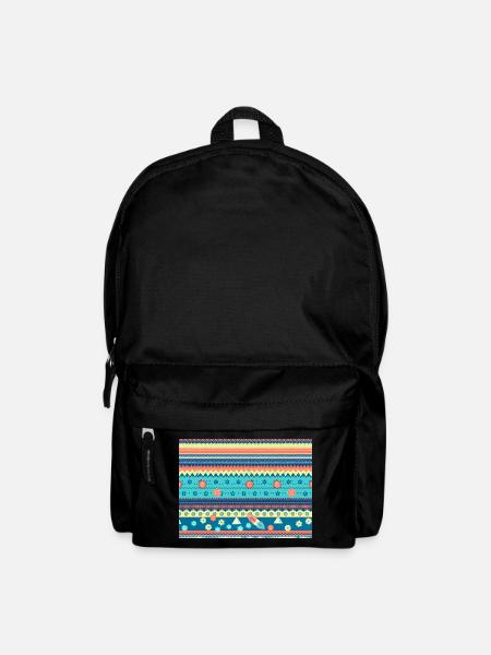 Colorful Boho Winter Pattern - Backpack - black