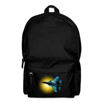 Blau Camouflage Kampfflugzeug Sonnenkreis - Rucksack - Schwarz - Vorne