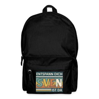 Entspann dich – Sven ist da! Retro Spruch - Rucksack - Schwarz - Vorne