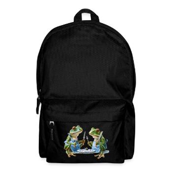 Two frog cooks at dinner - Backpack - black - Front