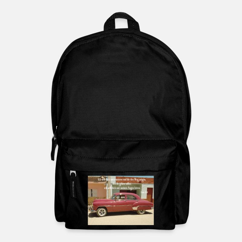 Vintage Pink Car und Psalm-Leitung - Rucksack - Schwarz