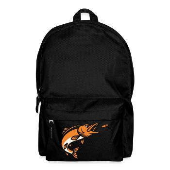 Hecht Raubfisch Sprung Silhouette - Rucksack - Schwarz - Vorne
