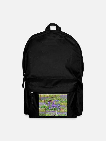 Purple Forest Wild Hyacinth Collage - Backpack - black