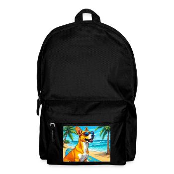 Chien de plage avec planche de surf et lunettes de soleil - Sac à dos - noir - Devant