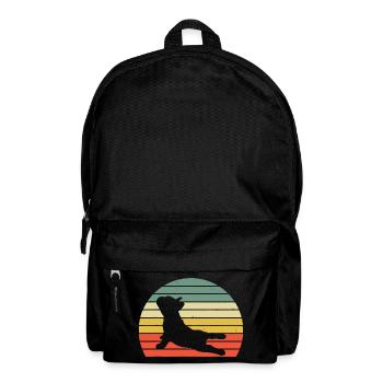 Silhouette de yoga teckel au coucher du soleil - Sac à dos - noir - Devant