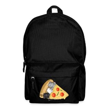 Des chats qui dorment à l’intérieur de la pizza cadeau mignon Kawaii pour la nourriture - Sac à dos - noir - Devant