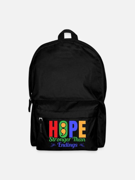 Semicolon Suicide Prevention Hope Stronger Semi - Backpack - black