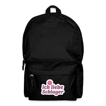 Schlager-Sticker: Musik & Blume Design - Rucksack - Schwarz - Vorne