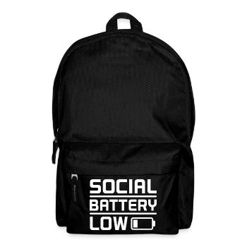Social Battery Low Introvert Spruch Shirt - Rucksack - Schwarz - Vorne