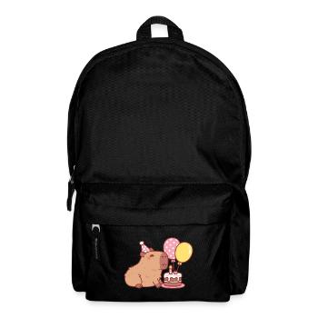 Niedliches Kapibara mit Geburtstagskuchen und Luftballons - Rucksack - Schwarz - Vorne