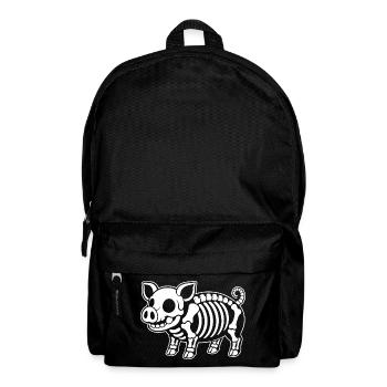 Süßes Skelett Schwein Ferkel Bauernhof Cartoon - Rucksack - Schwarz - Vorne