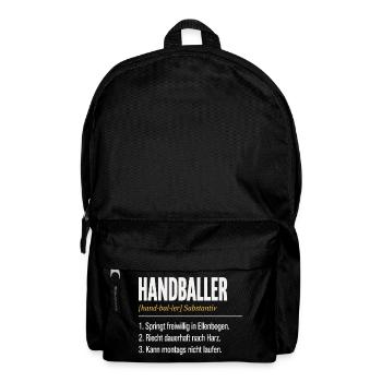 Handballer Definition – Lustiges Herren Shirt - Rucksack - Schwarz - Vorne