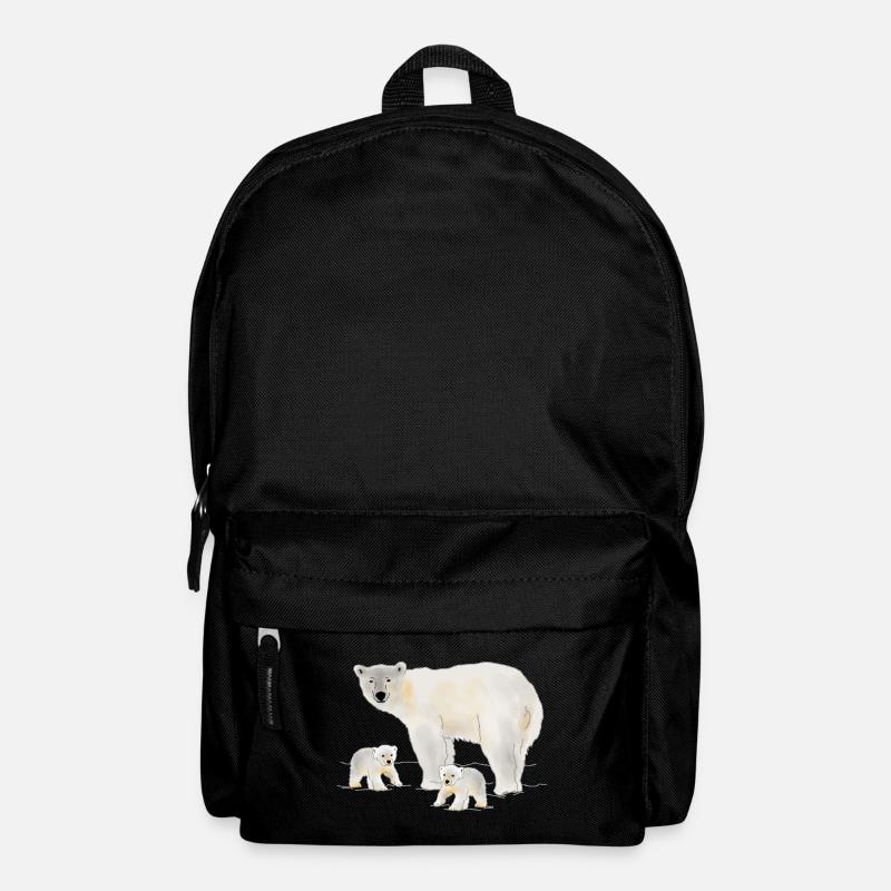 Eisbär mit zwei Jungen - Rucksack - Schwarz