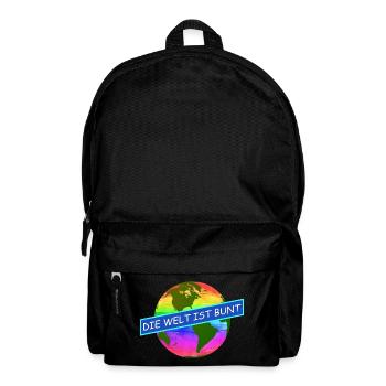 die welt ist bunt komtinente auf regenbogenfarben - Rucksack - Schwarz - Vorne