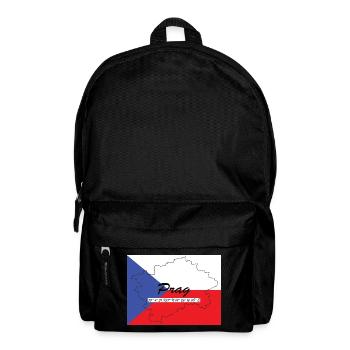 Prag - Hauptstadt mit GPS & Flagge - Rucksack - Schwarz - Vorne