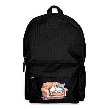 Katze Verschlafen Müde Couch Sofa Lustig Cartoon - Rucksack - Schwarz - Vorne