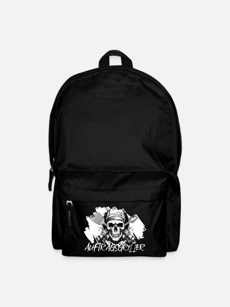Aufragsgriller Skull BBQ Geschenk Grillschürze - Rucksack - Schwarz
