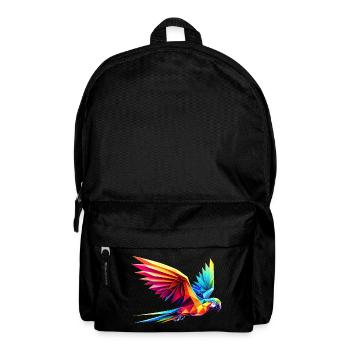 3d geometric multicolor origami parrot - Backpack - black - Front