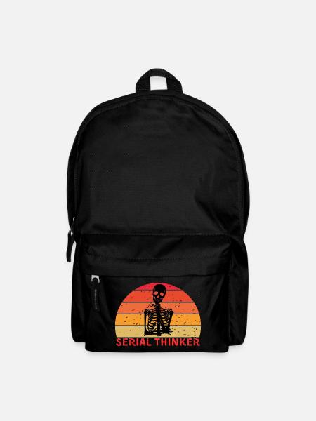 Penseur en série squelette Penser Rétro coucher de soleil - Sac à dos - noir
