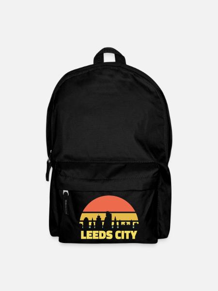 Leeds City Skyline Rétro Coucher de soleil Silhouette - Sac à dos - noir