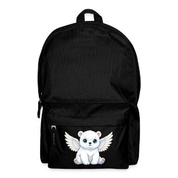 Cute Polar Bear Angel with Wings Cartoon Smile - Backpack - black - Front