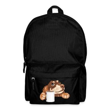 Dreaming dachshund peeking out with a cup - Backpack - black - Front