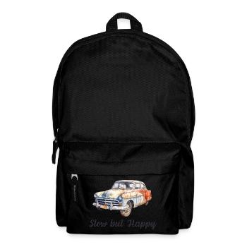 Langsames, aber glückliches Vintage-Retro-Aquarellauto - Rucksack - Schwarz - Vorne