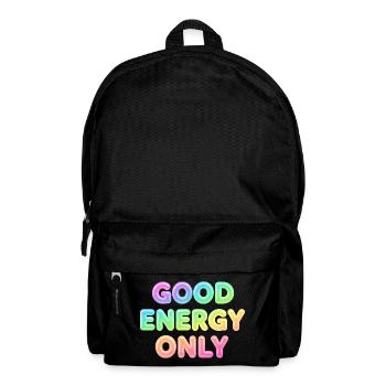 Good Energy Only – Positive Statement Typography - Backpack - black - Front