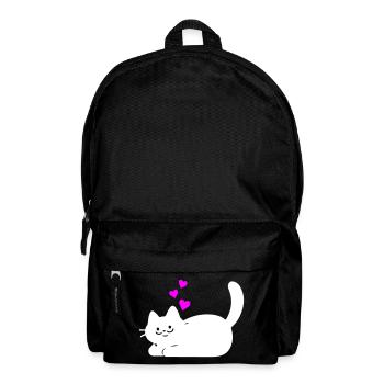Liegende Katze mit Herzen Weiß - Rucksack - Schwarz - Vorne