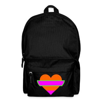 Neon Herz mit Pink und geometrischer Abstufung. - Rucksack - Schwarz - Vorne