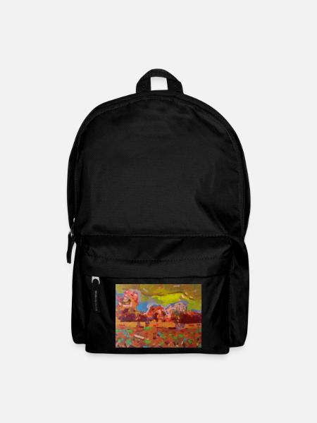 Farbenfrohes Landschaftsmosaik - Rucksack - Schwarz