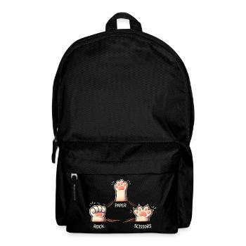 Paws Stone Scissors Paper Pattern Cat - Backpack - black - Front