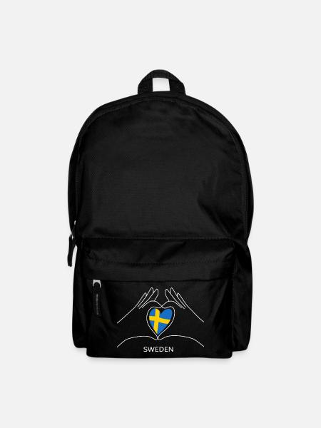 Cœur de la Suède avec drapeau suédois Éventail de Suède - Sac à dos - noir