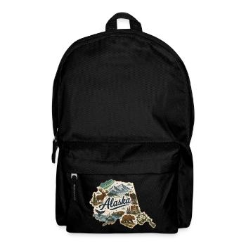 Alaska State Vintage Reise-Souveniraufkleber - Rucksack - Schwarz - Vorne