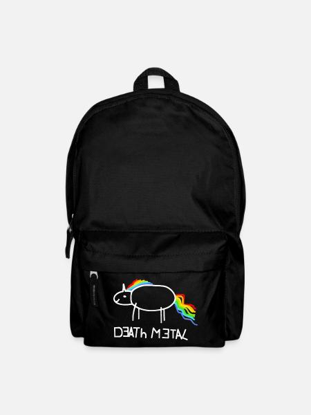 Regenbogen Einhorn Death Metal minimalistisch spaß - Rucksack - Schwarz
