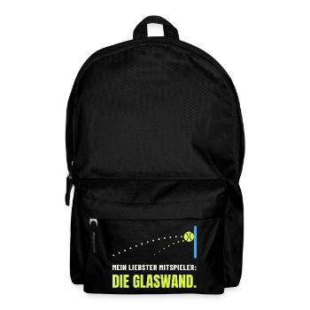 Padel Spruch: Mein Mitspieler die Glaswand - Rucksack - Schwarz - Vorne